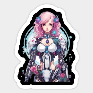 Girl Made of Metal and Steel Sticker